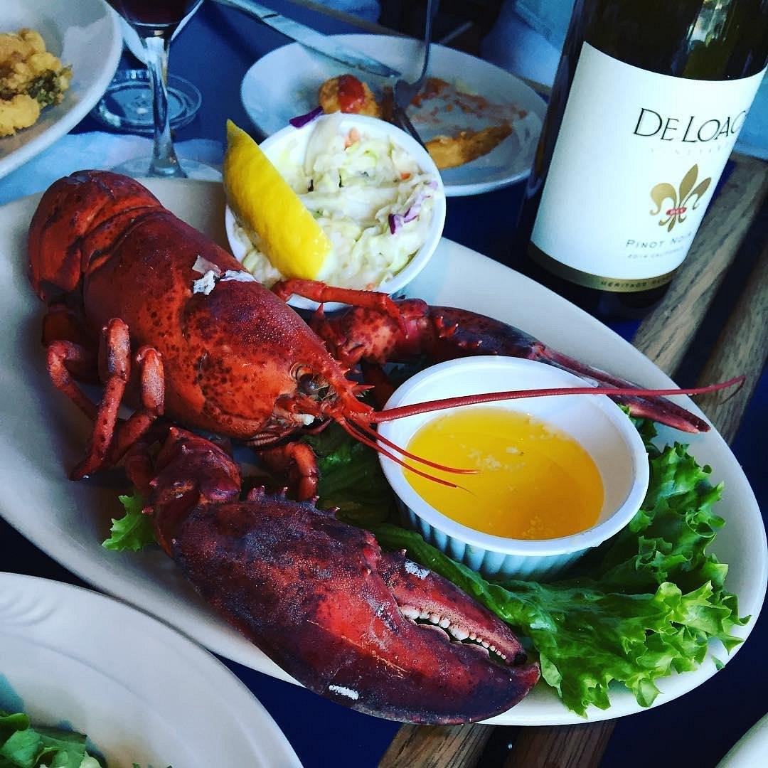 Whole lobster with drawn butter at Boston Sail Loft