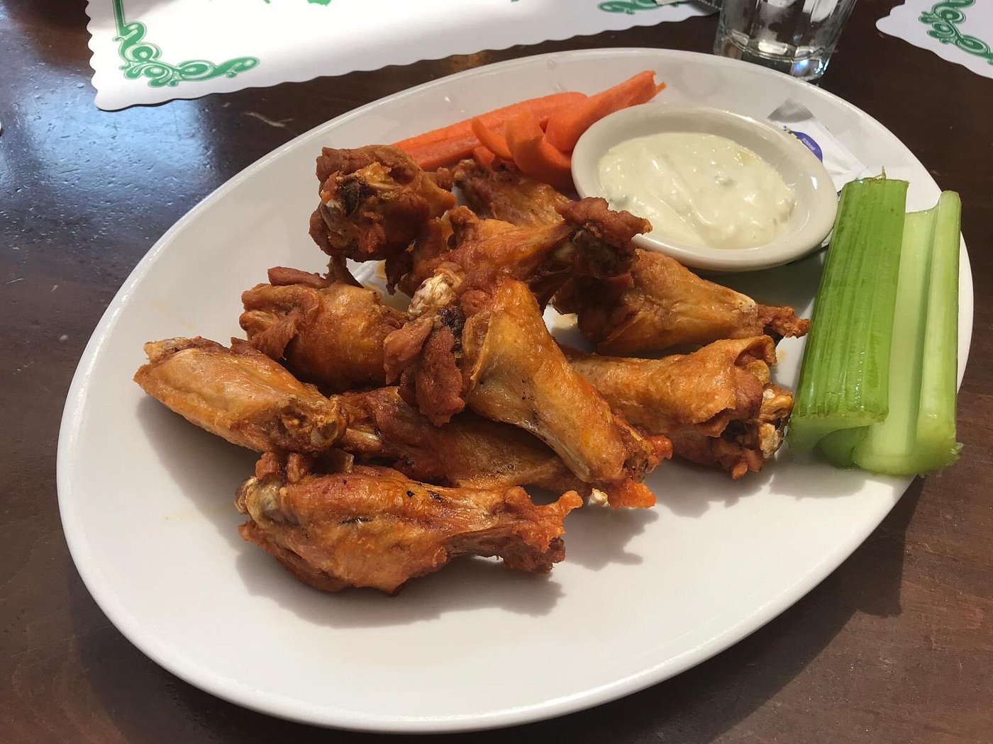 Cole’s chicken wings served with celery, carrots and dip