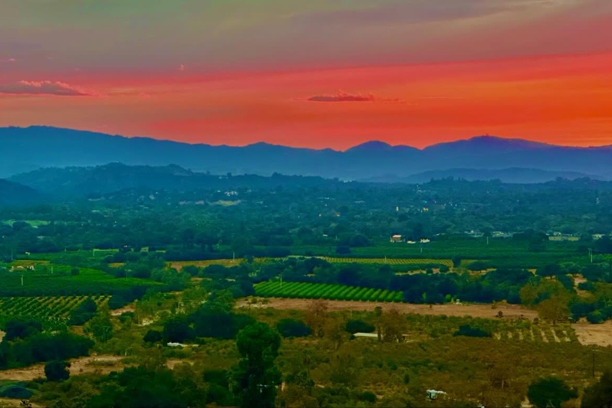 Sunset over the Ojai countryside, photographed by Ojai Olive Oil