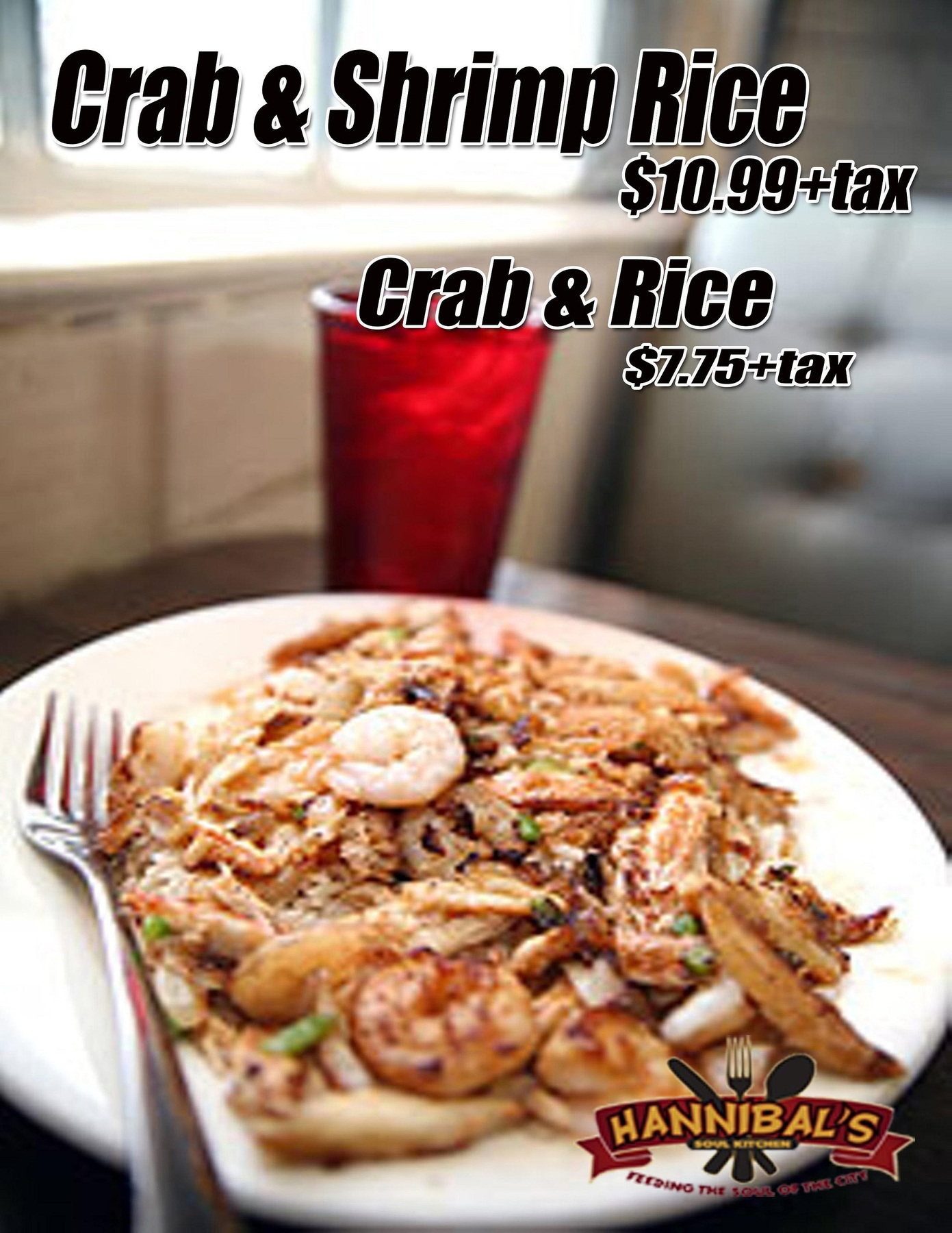 Sautéed shrimp with crab rice at Hannibal’s Kitchen