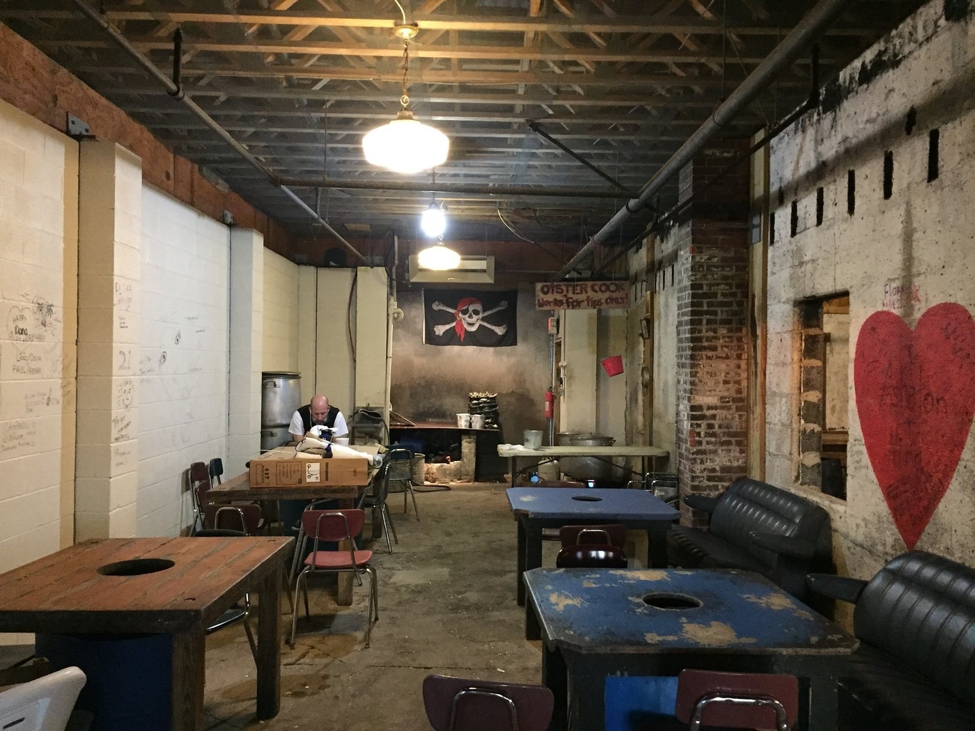 The ground-floor oyster room at Bowens Island Restaurant