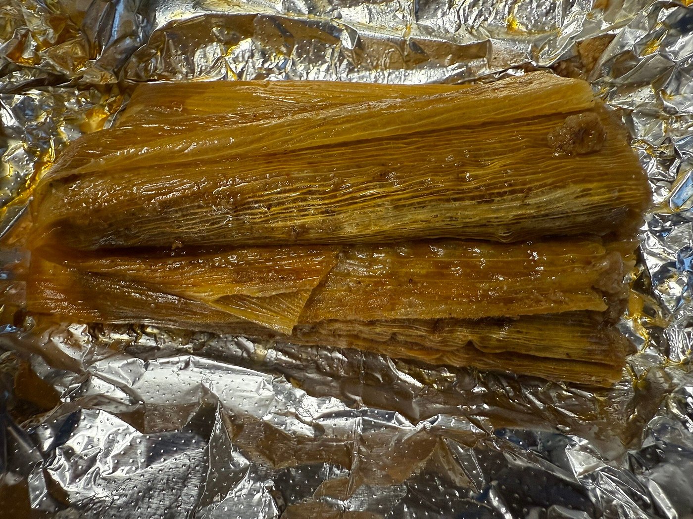 Wrapped tamales in foil from Solly’s in Vicksburg