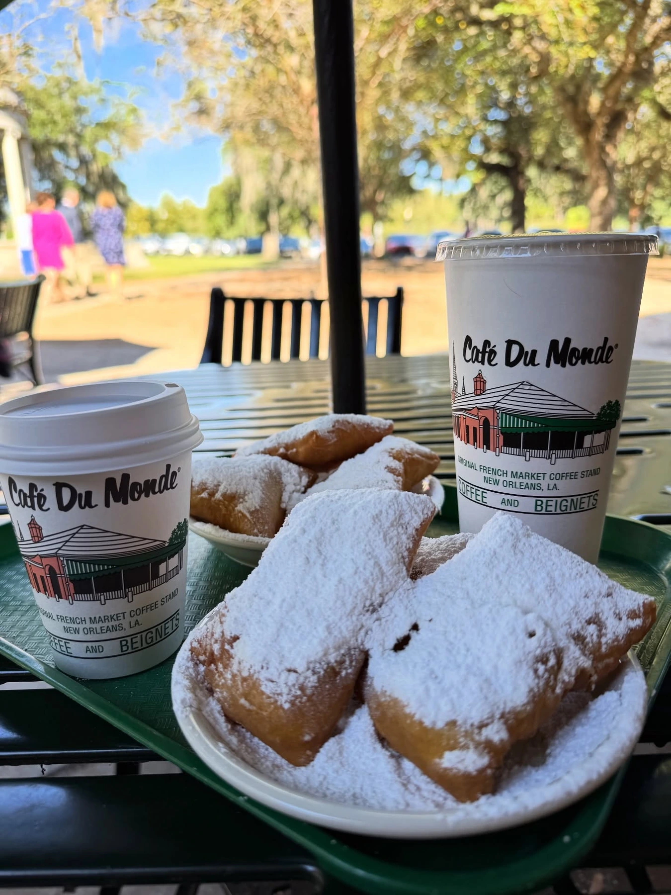 Beignets and coffee at Café du Monde’s City Park location in New Orleans