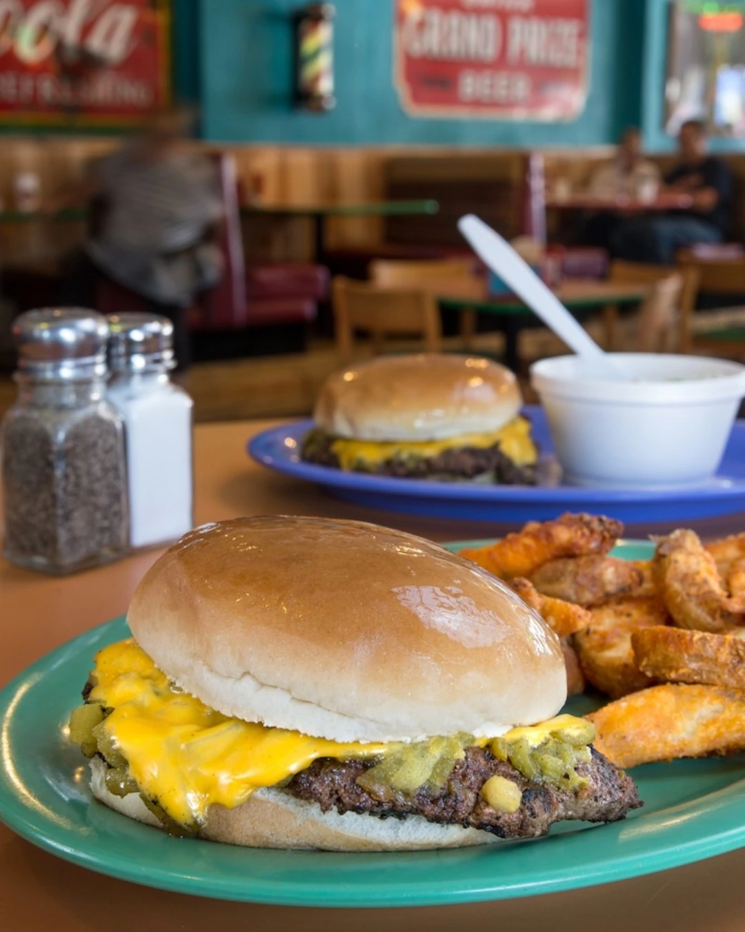 Green chile cheeseburgers at Sparky’s in Hatch, New Mexico
