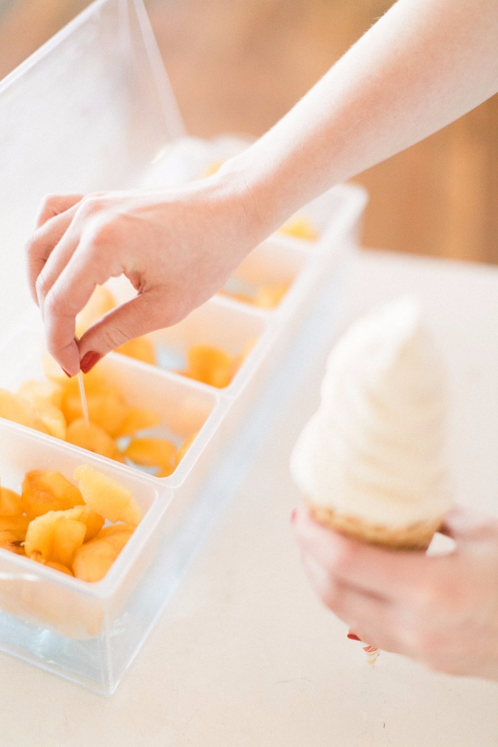 Peaches and peach ice cream at Dickey Farms