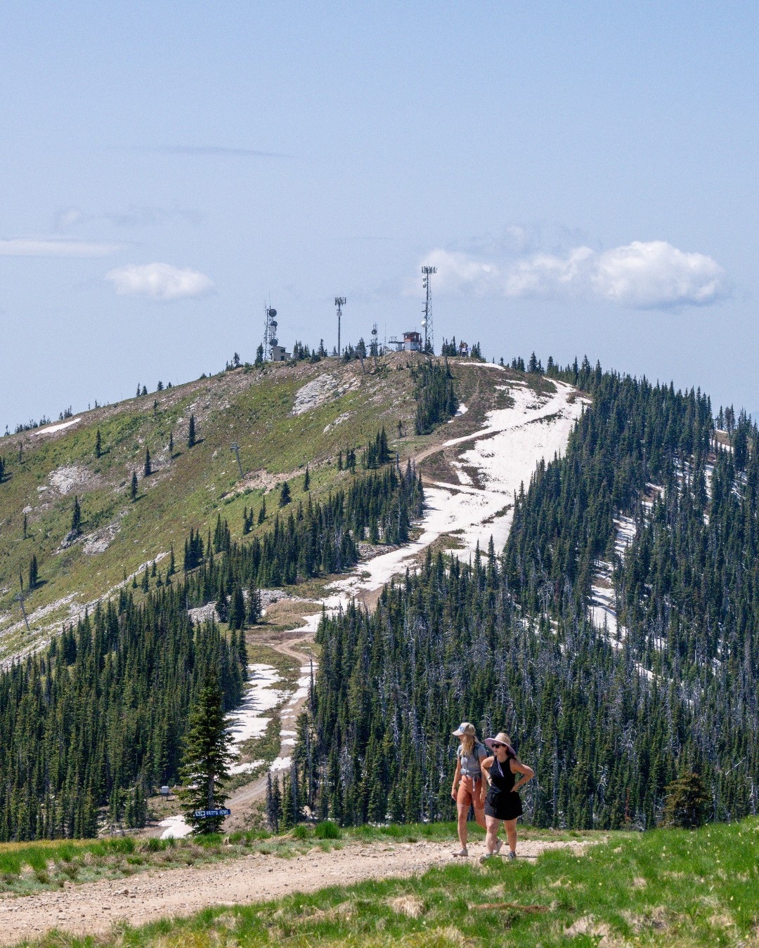 Early-summer mountain scenery at Schweitzer with remaining snow patches