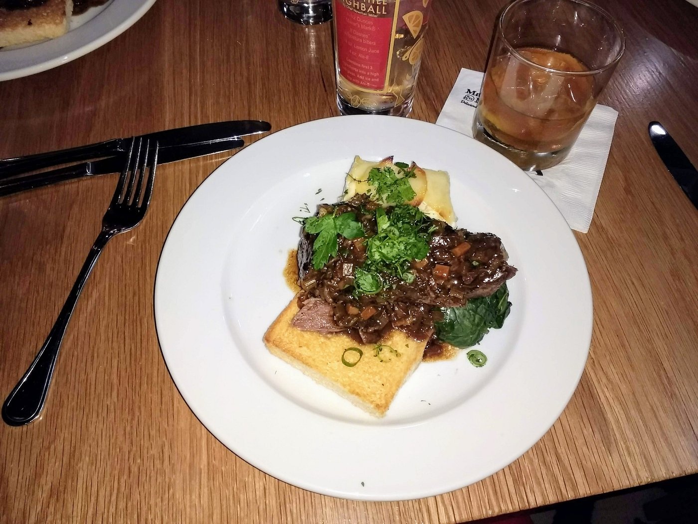 Braised short ribs with potato gratin and garlic toast at Star Hill Provisions