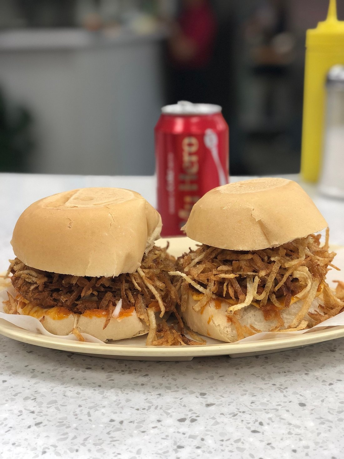 Two fritas with cheese at El Rey de las Fritas