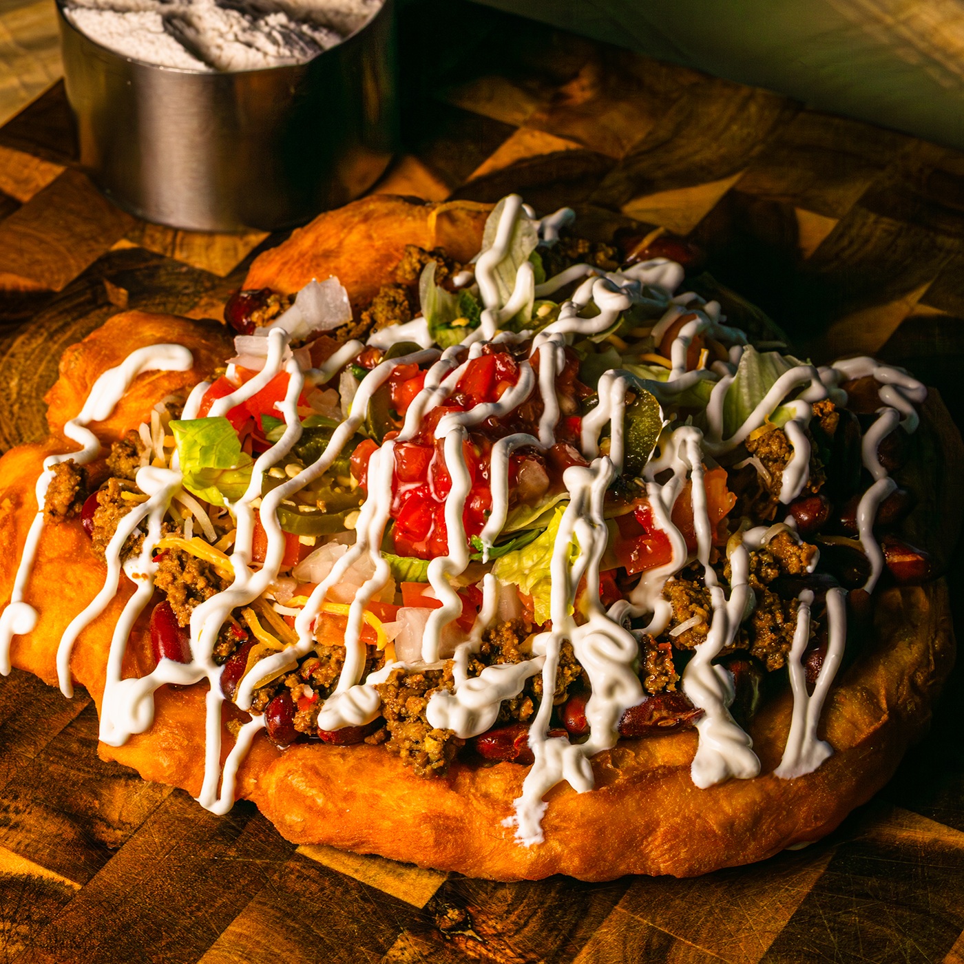 The Rancher frybread taco at Indigenous Eats