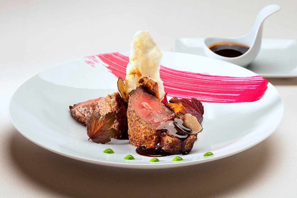 Elk loin presentation at KAI; an example from a past seasonal menu