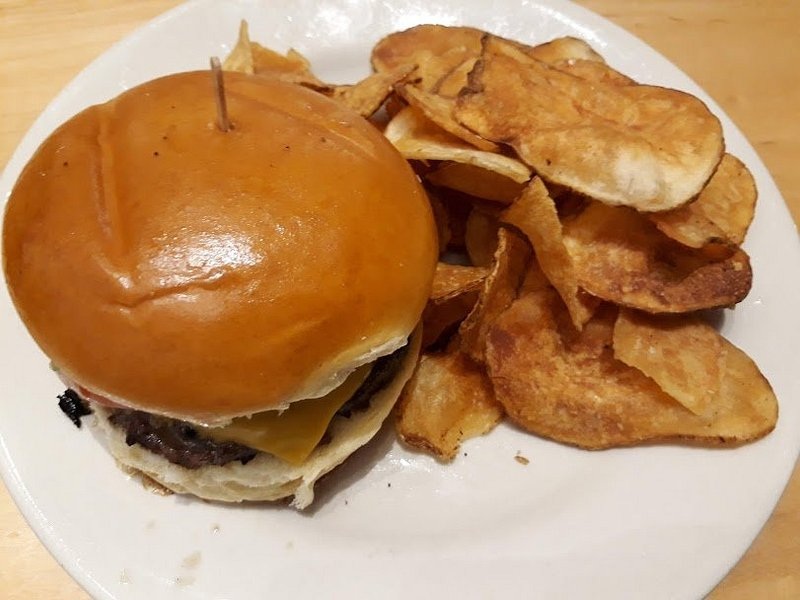 Bison burger and potato chips at Mitsitam Native Foods Cafe