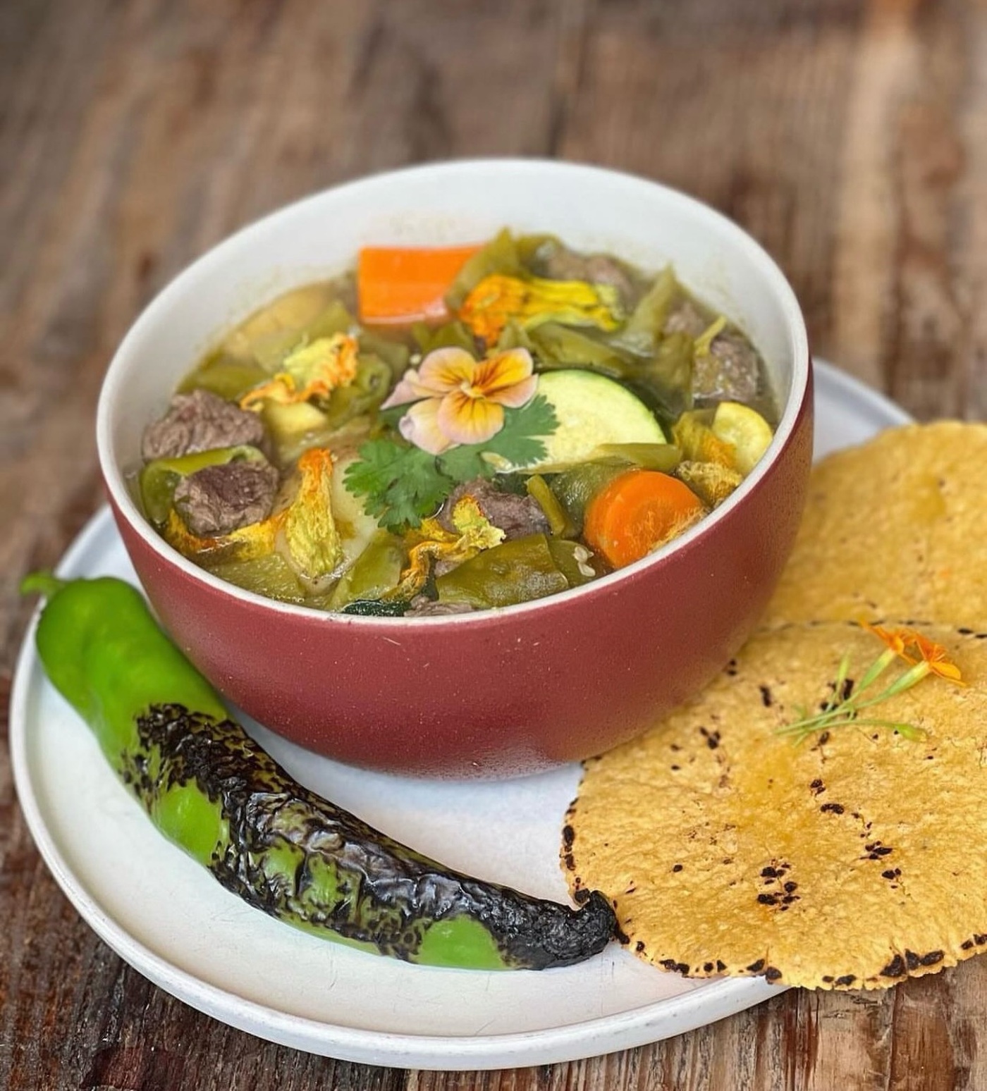 Hatch green chile stew with bison at Wahpepah’s Kitchen