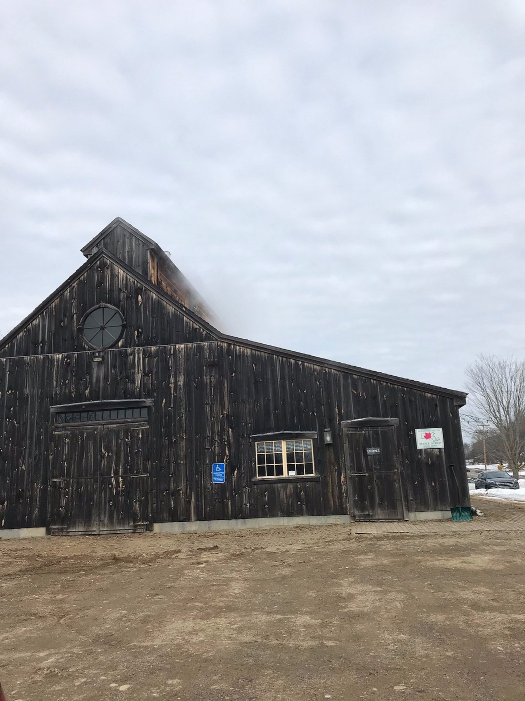 Steam rising from Williams Farm Sugarhouse