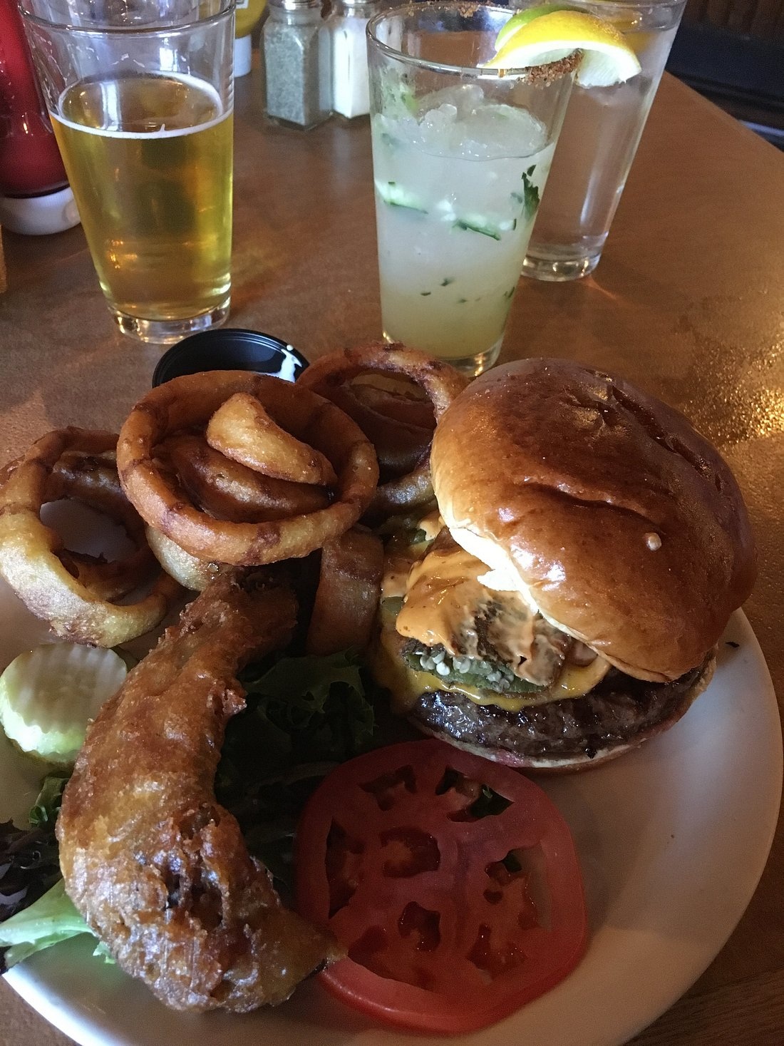 Mad Chile cheeseburger with fried Hatch chile at Mine Shaft Tavern