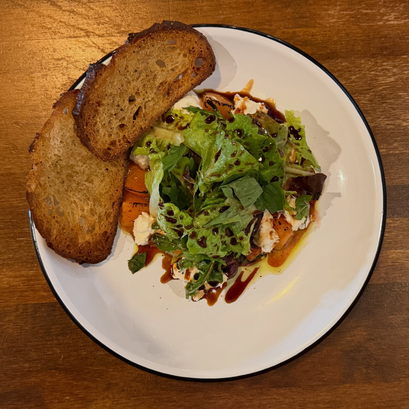 Stone fruit and burrata salad at the Carlton café now called The Ground Market; a seasonal example