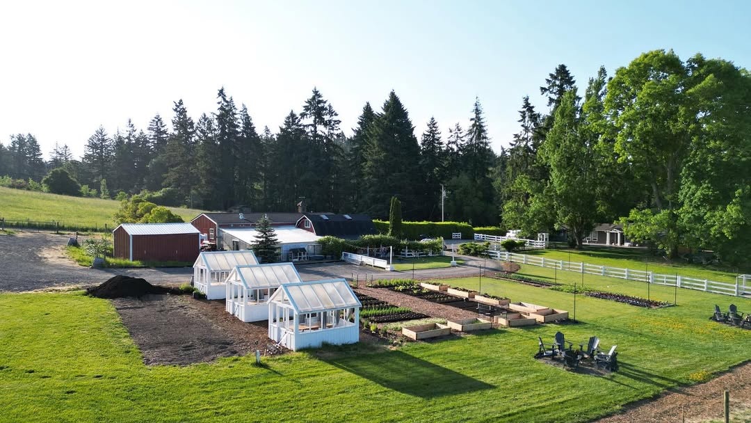 The kitchen garden and greenhouses at Middleground Farms