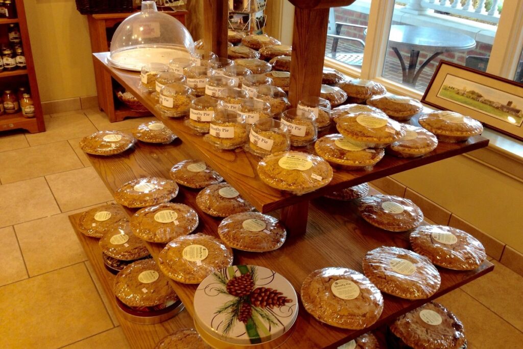Shoofly pies displayed at Bird-in-Hand Bakery & Cafe