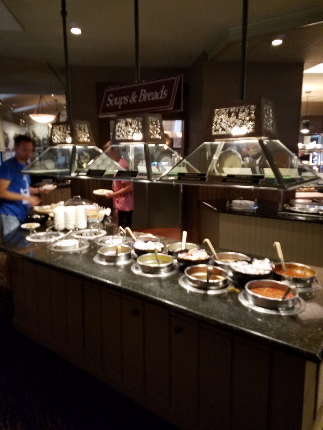 Soup and bread bar at Miller’s Smorgasbord