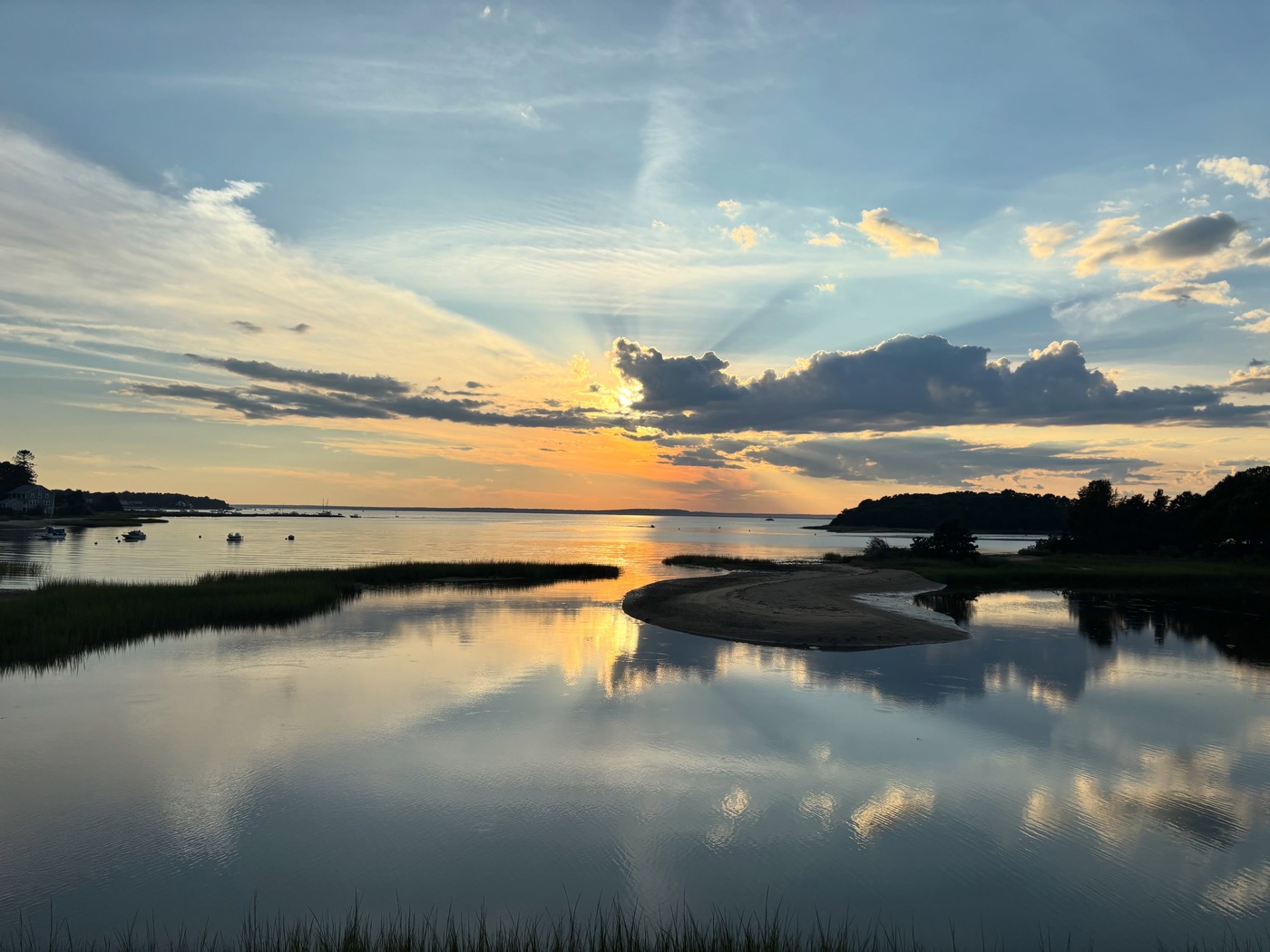 Sunset photographed aboard a Cape Cod Central dinner train