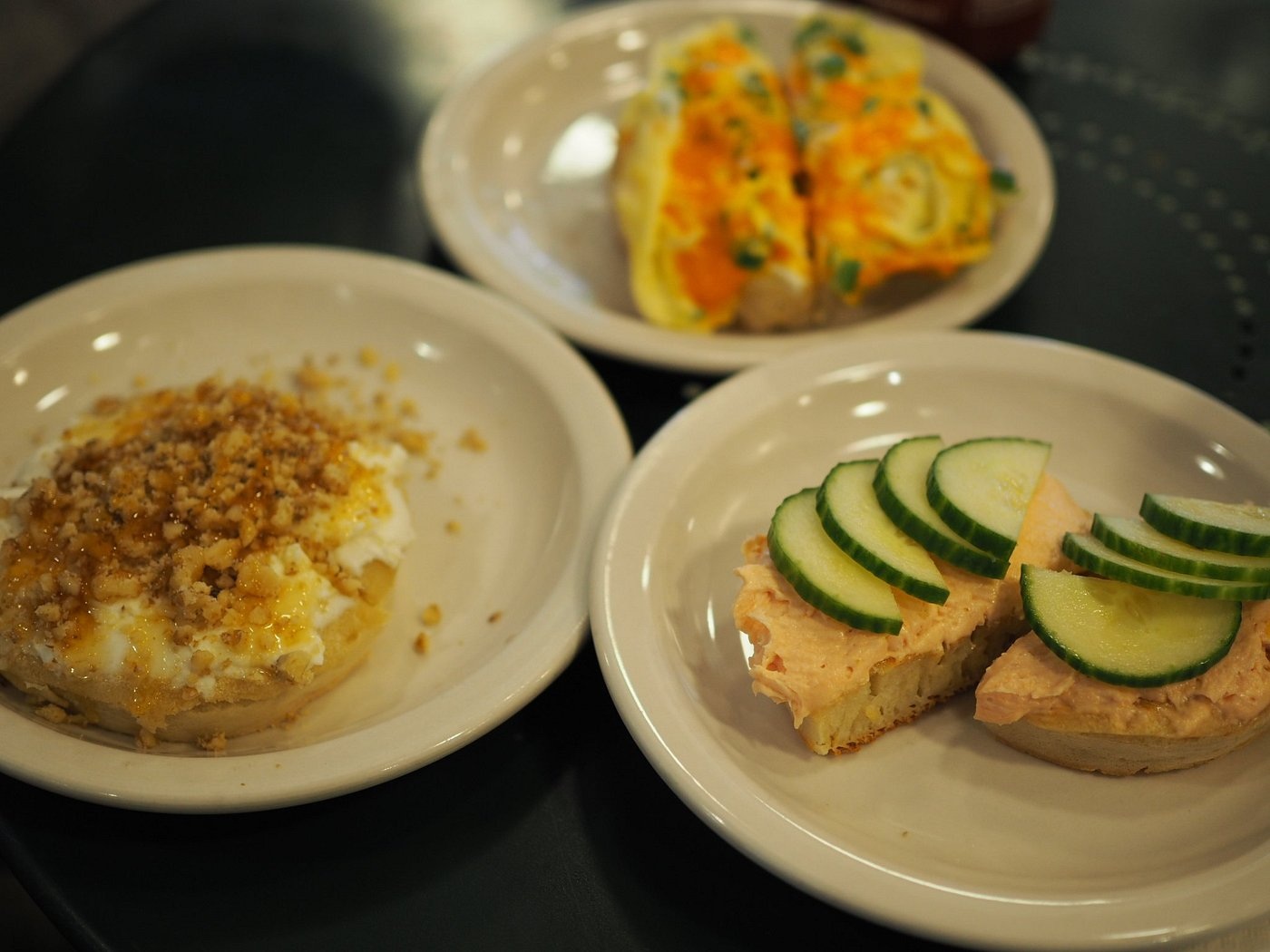 Sweet and savory crumpets at The Crumpet Shop, including ricotta, honey and walnut