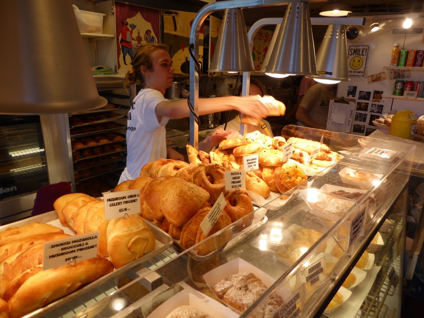 The pastry display at Piroshky Piroshky in Pike Place Market