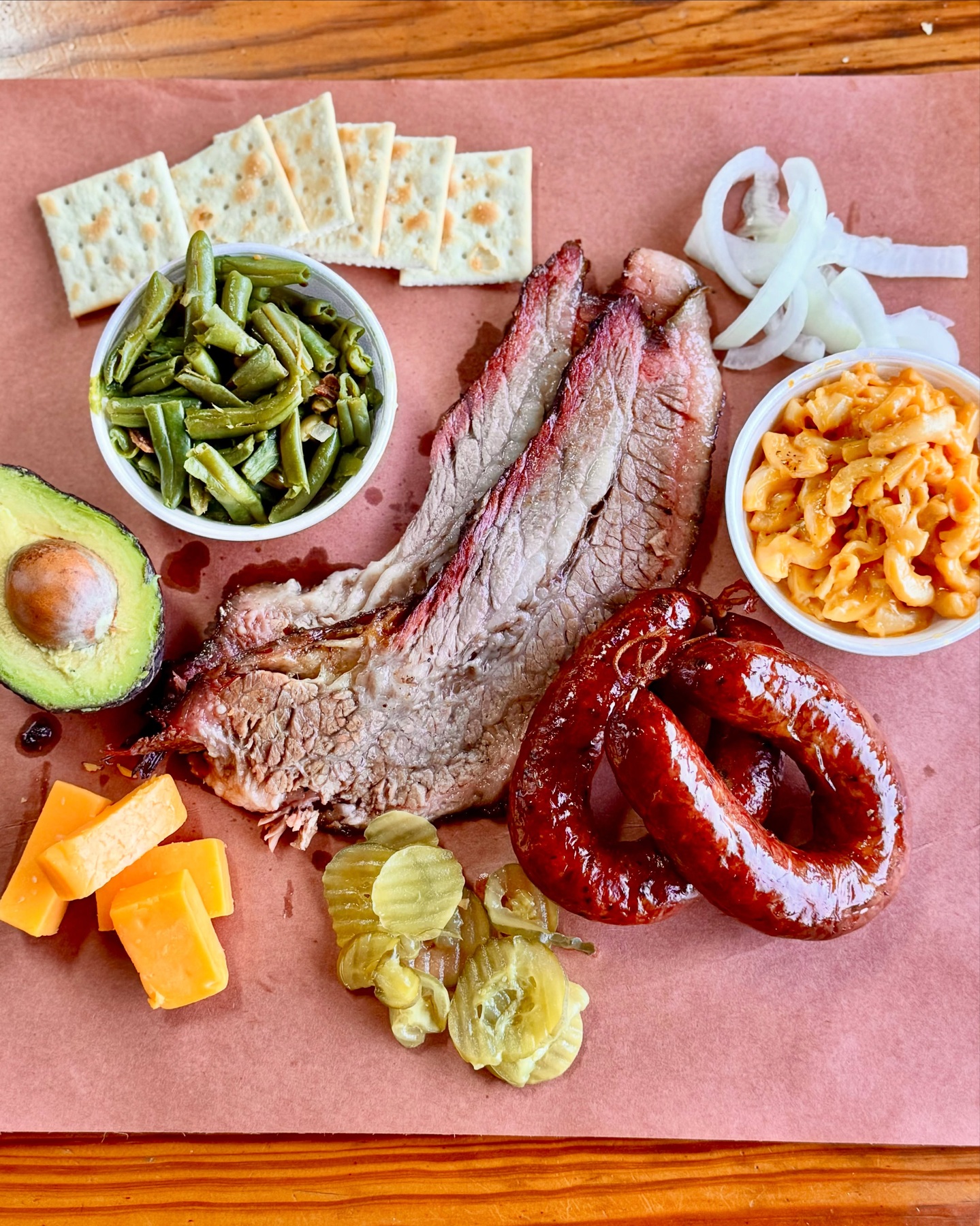 Brisket, sausage and sides at Kreuz Market