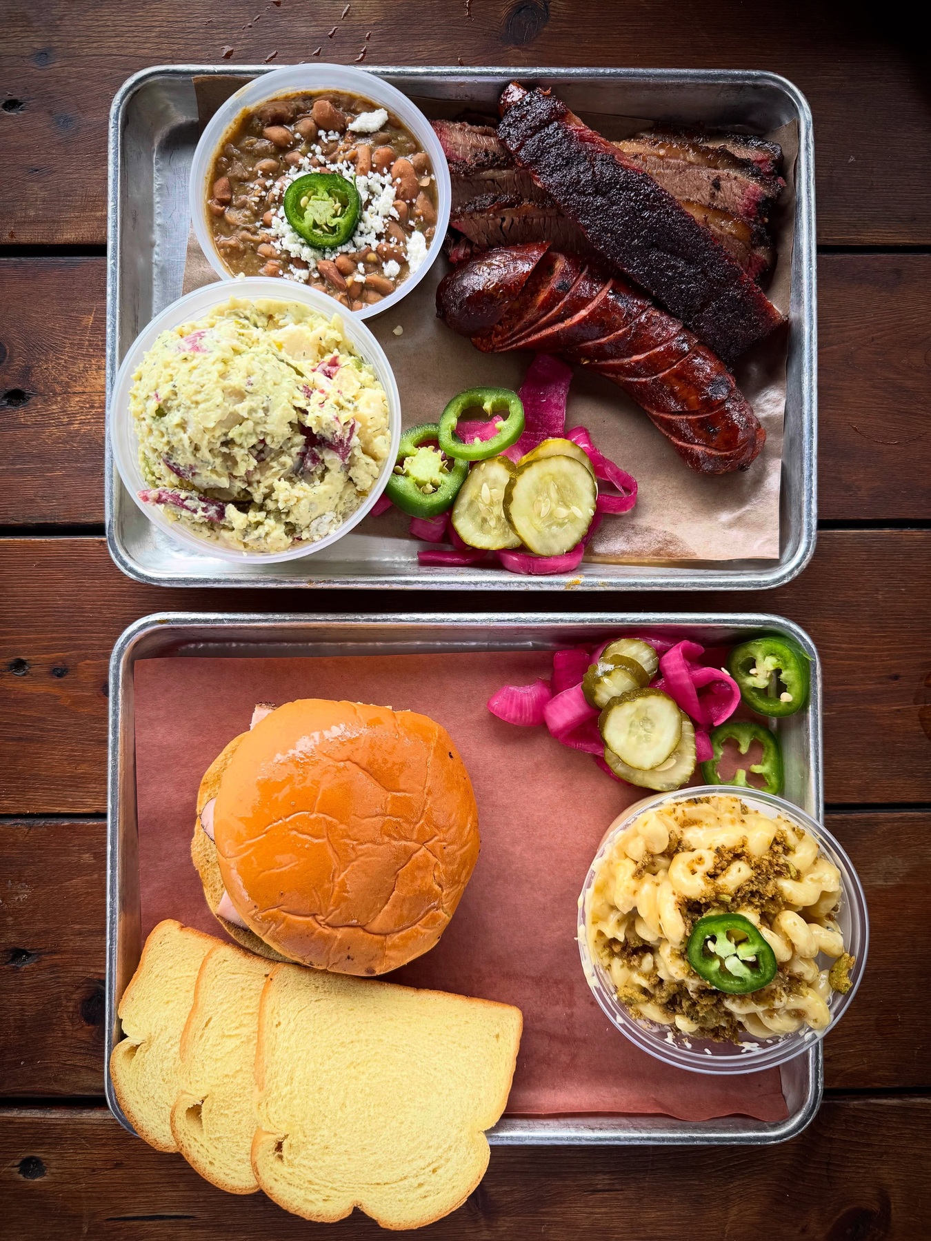 Barbecue trays at Panther City BBQ