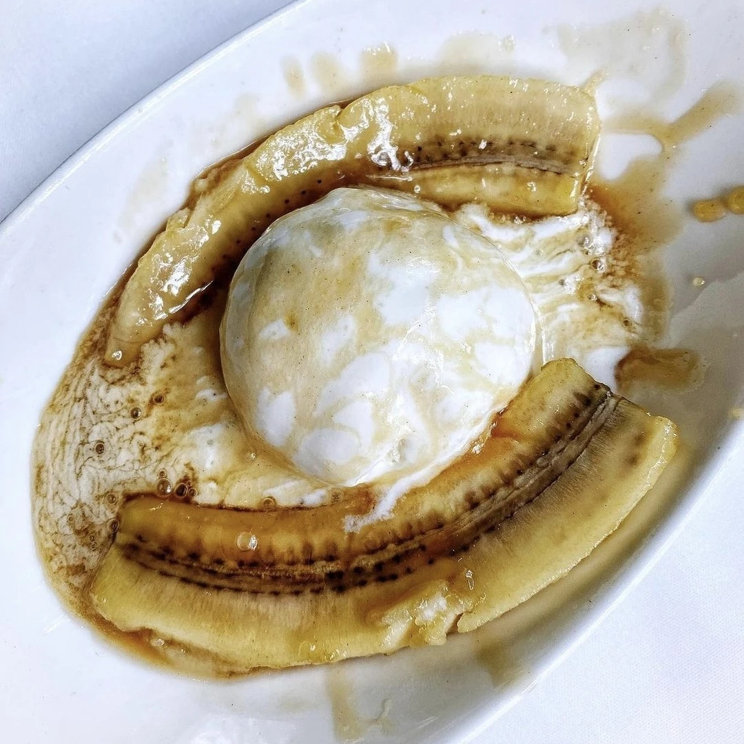 Bananas Foster served with vanilla ice cream at Brennan’s