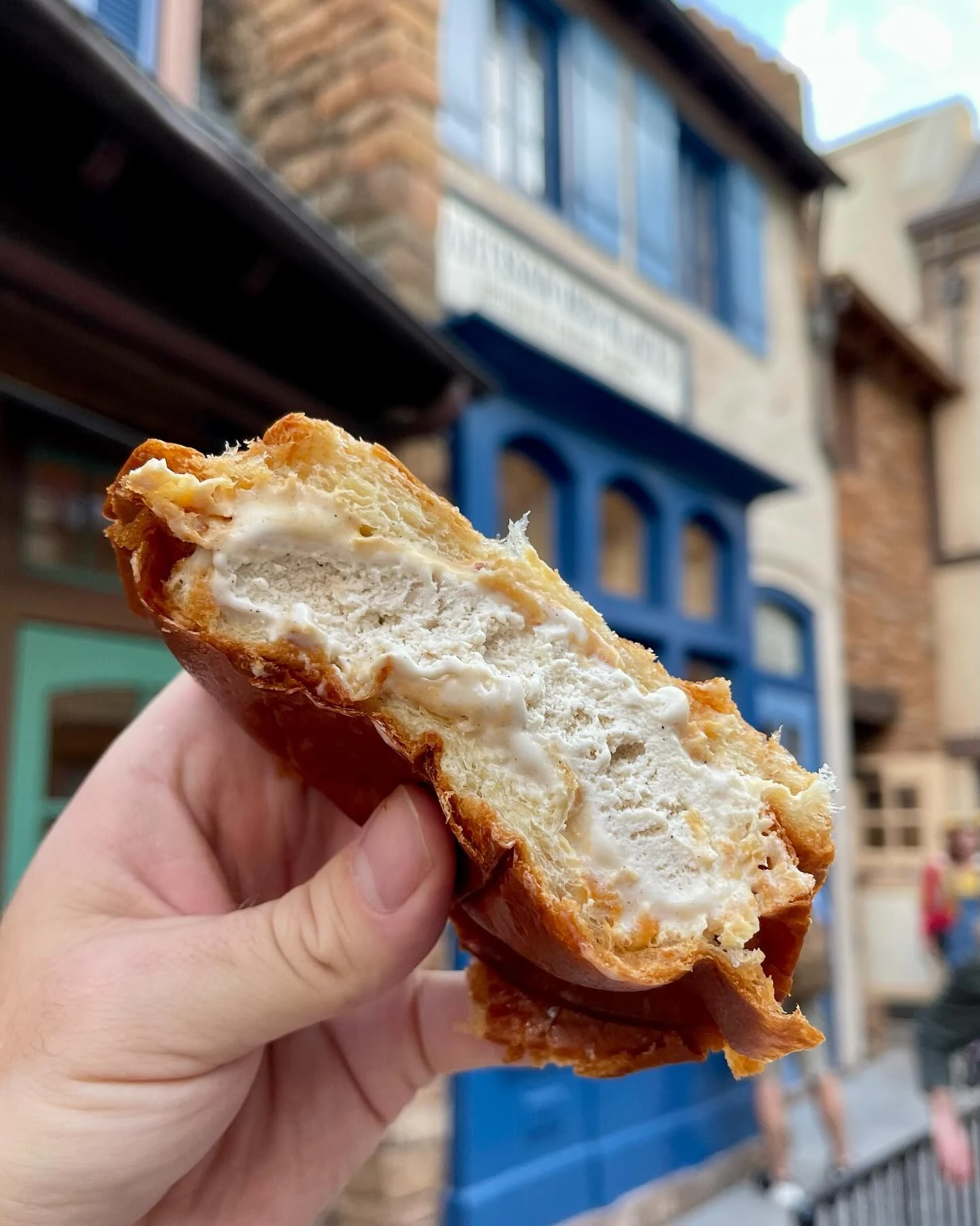 Coffee ice cream inside warm brioche, a Croque Glacé at EPCOT’s L’Artisan des Glaces