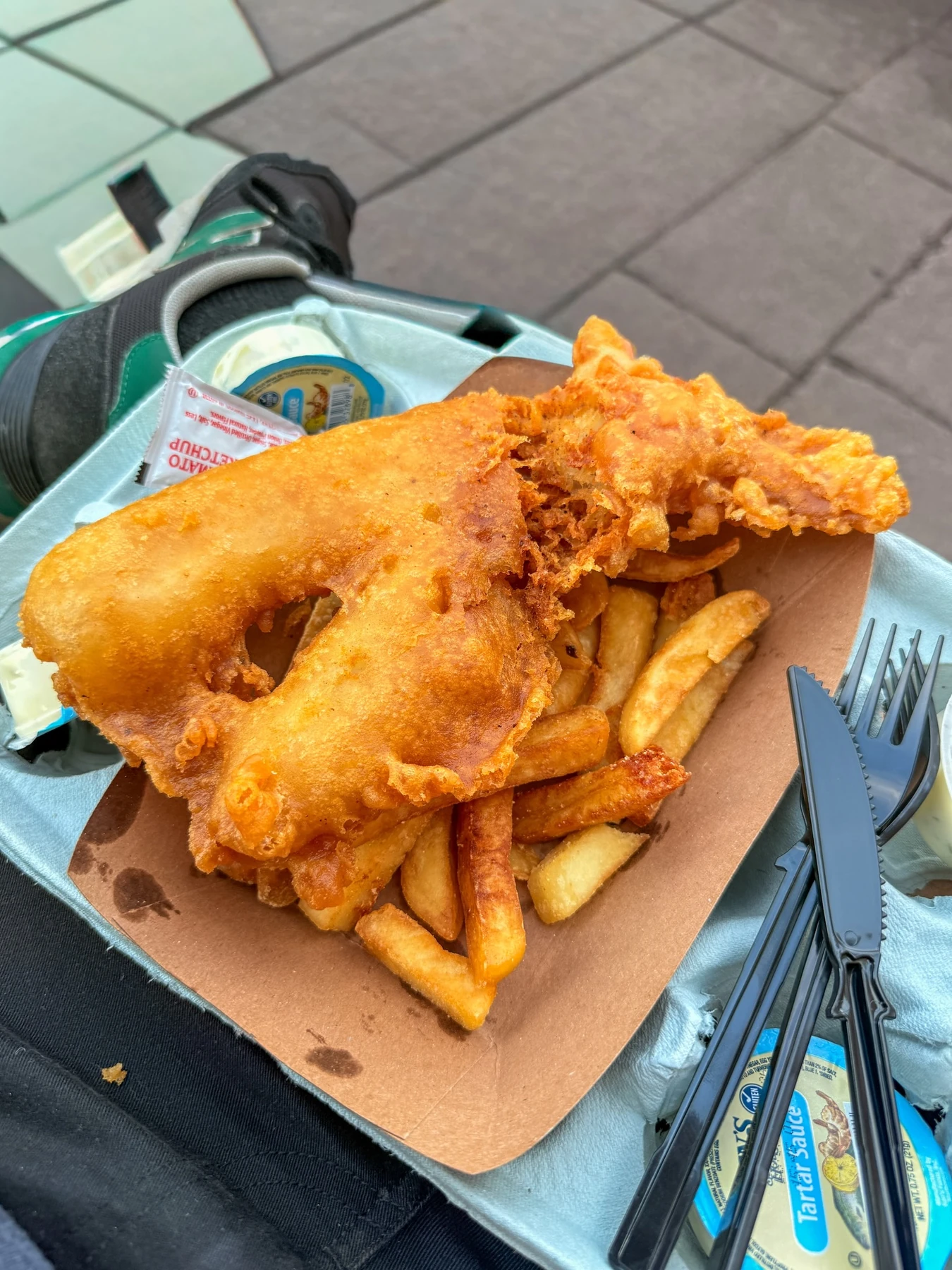 Golden battered fish and chips from Yorkshire County Fish Shop at EPCOT