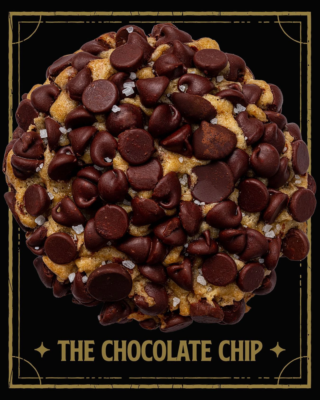 Gideon’s Original Chocolate Chip Cookie covered with chocolate chips and sea salt