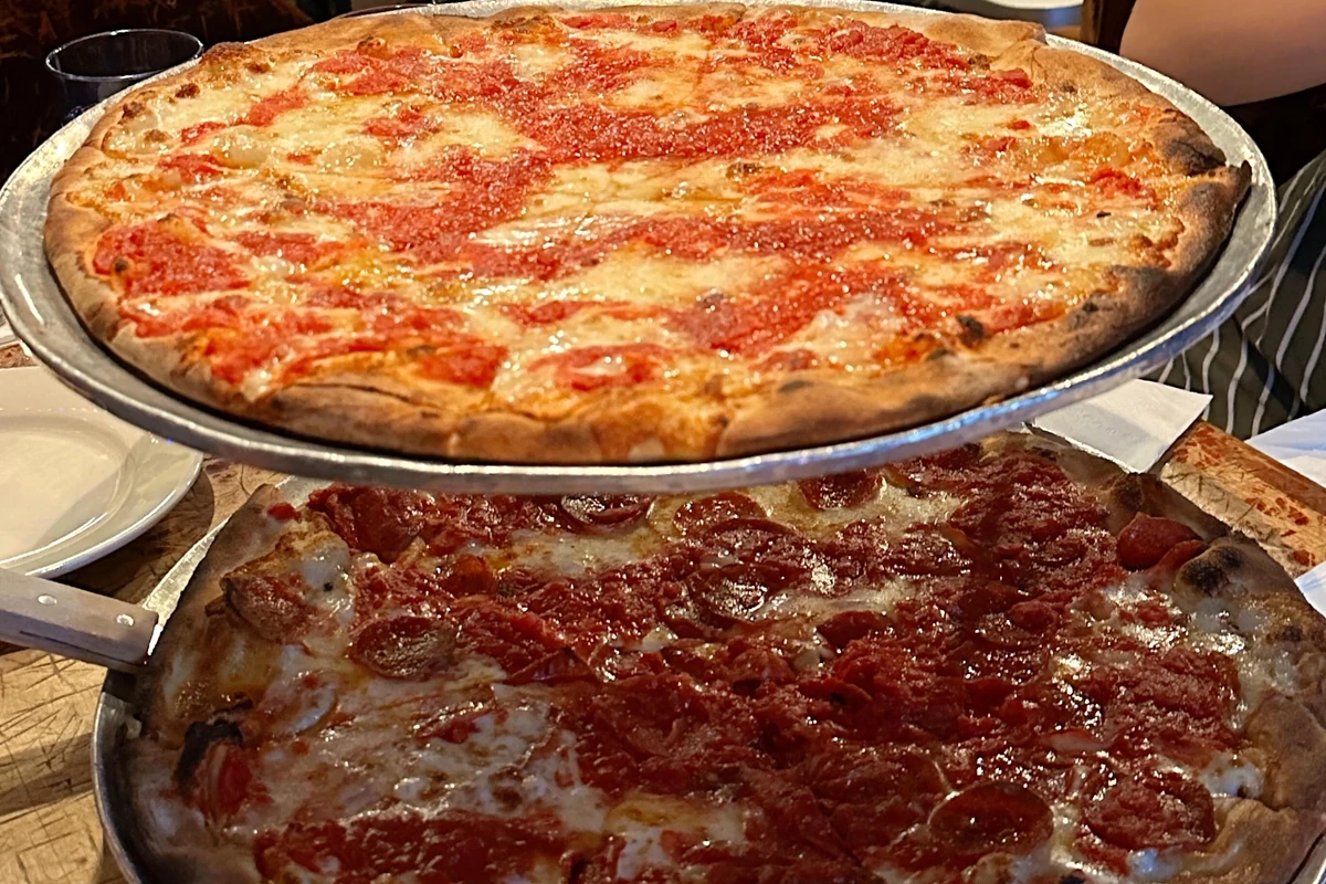 Cheese and pepperoni pizzas at John’s of Bleecker Street in New York