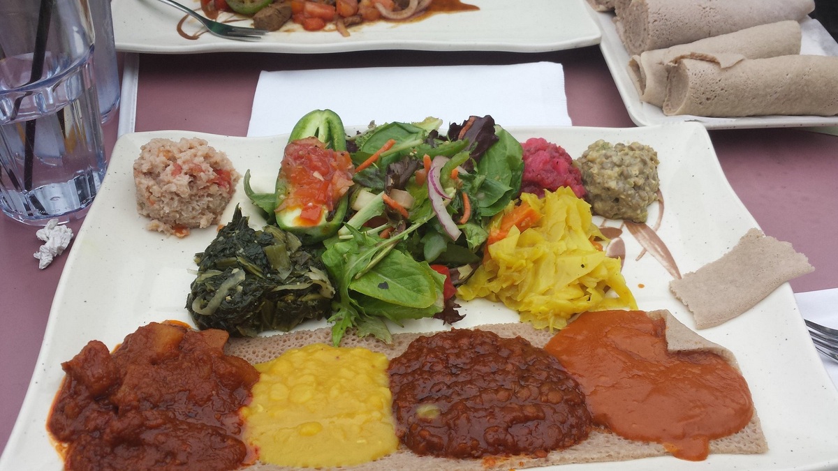Vegetarian platter at Desta Ethiopian Kitchen in Atlanta