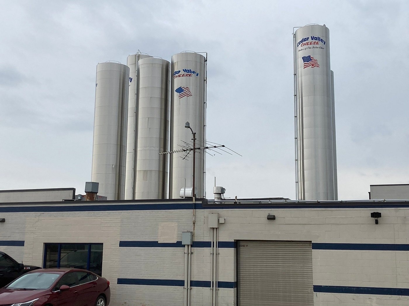 Cedar Valley Cheese factory and milk silos in Belgium