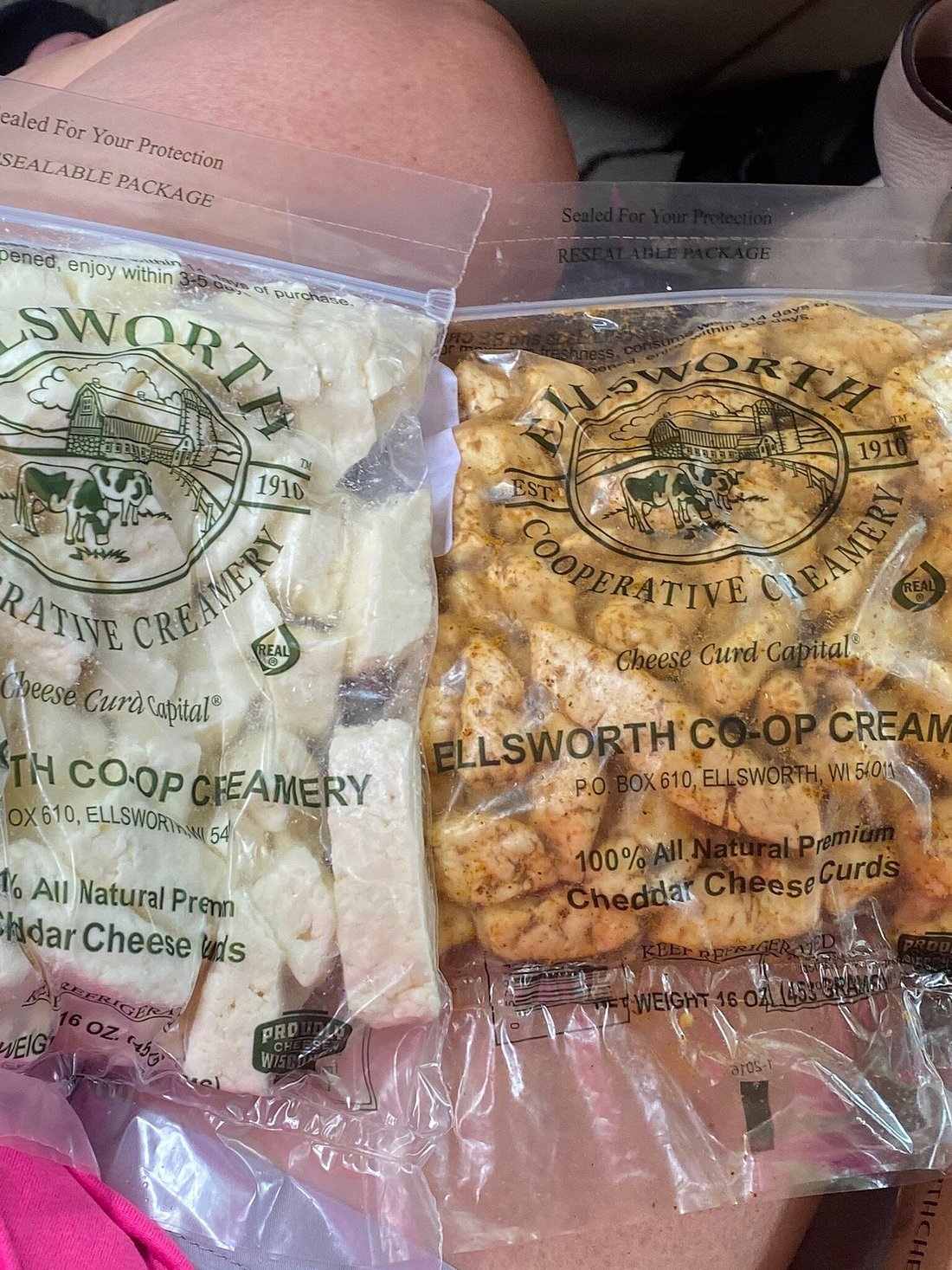 Packaged Ellsworth Cooperative Creamery cheese curds